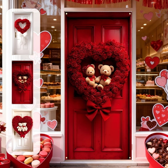XIBUFE Valentine'S Day Decorations 35 X 72 in Valentine'S Day Door Cover Valentine'S Day Door Curtain Valentine'S Day Door and Wall Decoration Festival Party Decoration Valentine'S Day Decor
