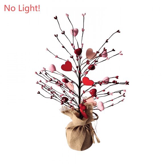XIBUFE Valentines Day Lighted Tree with Heart Ornaments,Home Decor for Wedding Anniversary Party Table Fireplace Office Table Decor Valentines Day
