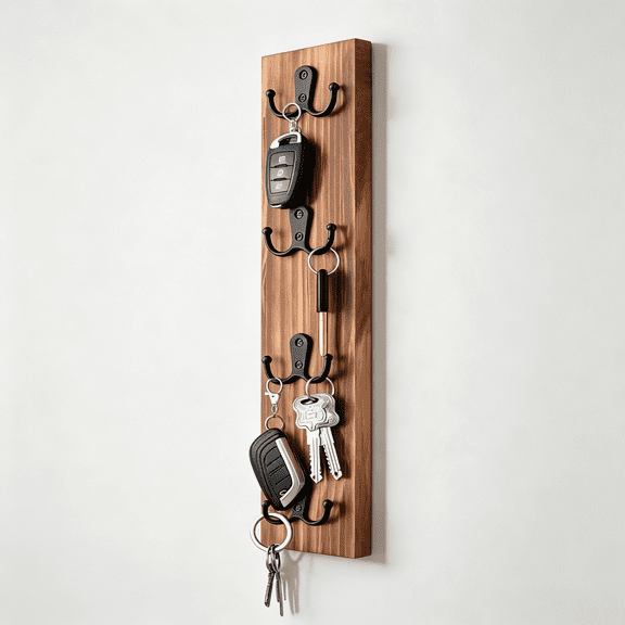XIBUFE Vertical Key Holder for Wall Mounted Wooden Key Rack Organizer with Hooks for Home Entryway,Laundry Room&Garage Perfect Space-Saving Storage Solution for Keys,Wallets&Pet Leashes