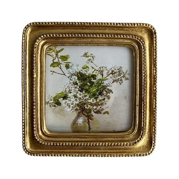 XIBUFE Vintage Photo Frame Retro Picture Holder Desktop Display 4X4 Inch Square Resin for Living Room Office Decor and Tabletop Home Decoration