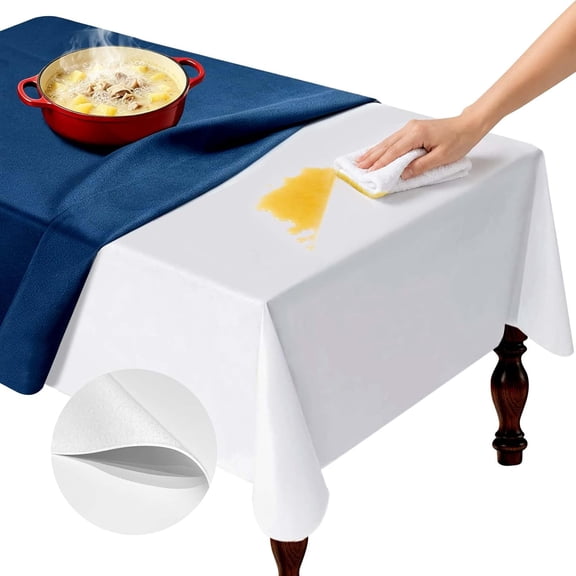 XIBUFE Vinyl Table Protector Pad with Flannel Backing, Heavy-Duty Table Padding for Dining Room Table, Waterproof, Heat Resistant, Non-Slip under Tablecloth 72 X 54 Inches, Rectangular