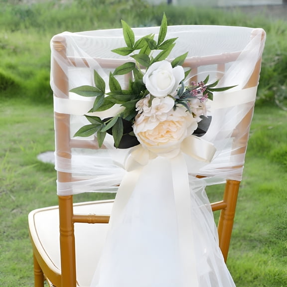 XIBUFE Wedding Chair Signs Wedding Reception Chair Decor Bride and Groom Chair Signs,Floral Wedding Decorations,Vintage Floral Decor for Church Chair Wedding Decor