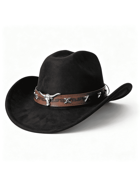 Western Cowboy Hat for Men Wide Brim Suede Cattleman Cowgril Hats | Wide Brim Western Style, Shape-Retaining, Breathable Sweatband, Adjustable Fit, Great for Music Festivals, Great Gift Idea