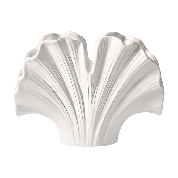 XIBUFE White 7" Ceramic Shell Vase Decorative Vases for Home Decor