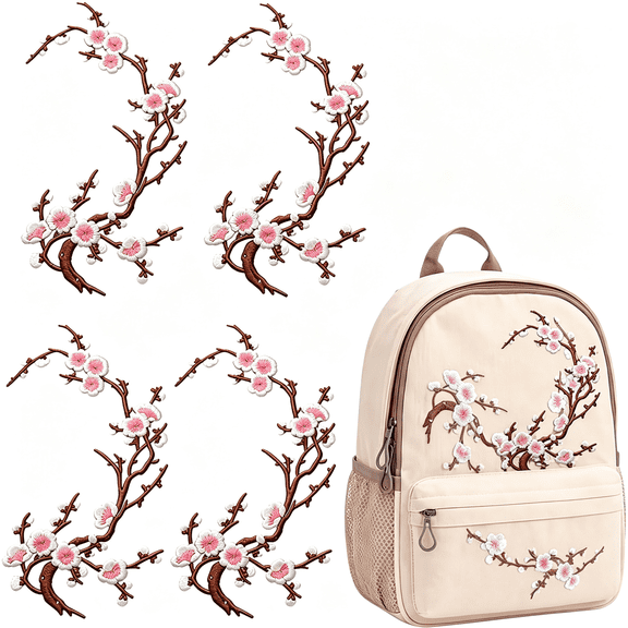 XIBUFE White Floral Iron-On Applique Cute cherry blossom patches