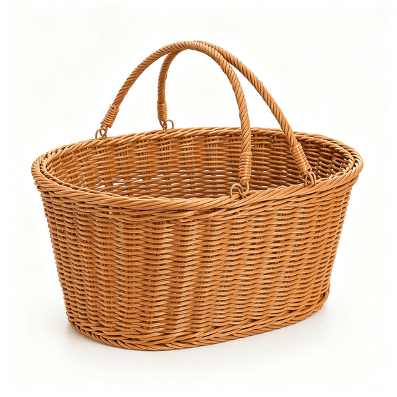 XIBUFE Wicker Picnic Basket,Large Empty Harvest Basket with Handle,Hand Woven Oval Willow Candy Storage Basket for Easter Eggs,Fruit,Flower,Wedding Wicker Picnic Basket
