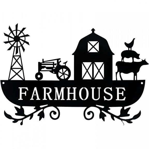 XIBUFE Windmill Barn Tractor Animal Decor,Metal Farmhouse Home Decor Rustic Farm Sign for Kitchen Bathroom Living Room