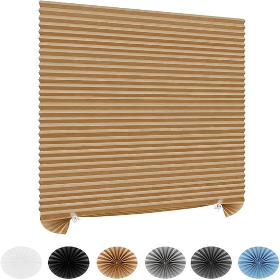 XIBUFE Window Blinds Cordless No Drill Cut to Size Clip on Stick on Self Adhesive Temporary Blinds,Pleated Paper Blinds for Windows Doors Shades for Home Nursery Bedroom Kitchen Bathroom