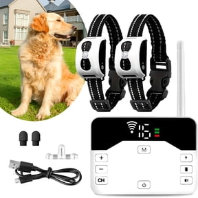 XIBUFE Wireless Dog Fence Electric Training Collar 2 in 1,Dog Boundary Containment System,Beep&Shock Dog Fence with Waterproof Collar,Adjustable Control Range,Pet Fence for Stubborn Dogs,For 2 Dogs