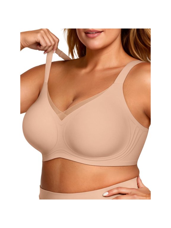 Women Wireless Bra Supportive Full Coverage Plus Bras | Comfortable Bralette,No Underwire,Tshirt,Support&Lift,Push Up,Crossover,V Mesh,Everyday,Breathable,Convertible Straps