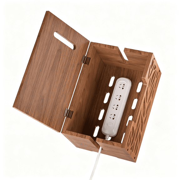 XIBUFE Wooden Cable Management Box,Large Cord Hider Box&Cable Organizer Box for Power Strips,Electrical Cords,Desk&Floor Cables Suitable for Home&Office