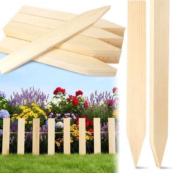 XIBUFE Wooden Garden Stakes, 12" Survey Grading Stakes, Garden Ground Stake with Sharp Point, 16 Pack Wood Plant Support Stake, Sign Posts for Silt Fence Backyard Boundaries Baselines