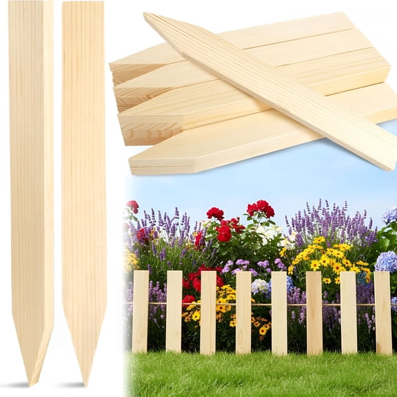 XIBUFE Wooden Garden Stakes, 12" Survey Grading Stakes, Garden Ground Stake with Sharp Point, 16 Pack Wood Plant Support Stake, Sign Posts for Silt Fence Backyard Boundaries Baselines