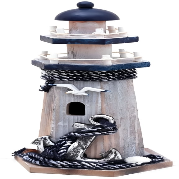 XIBUFE Wooden Lighthouse Nautical Bathroom Decor Lighthouse Figurines Decorative Lighthouse Indoor Table Centerpieces Beach Theme Home Decor