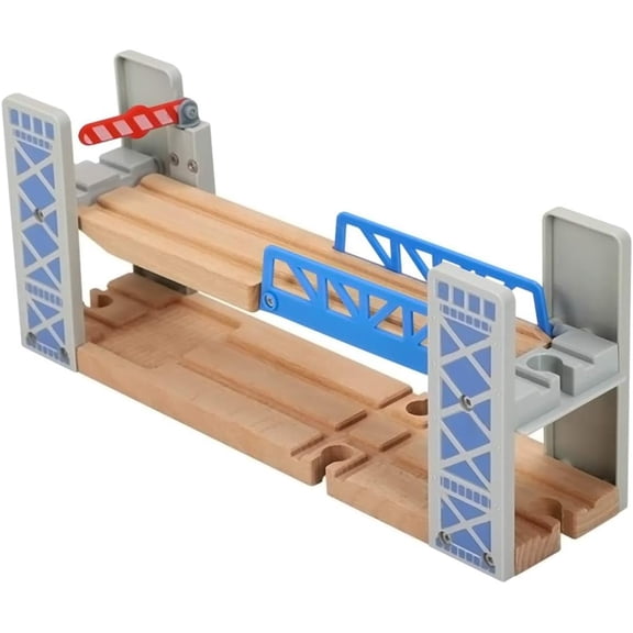 XIBUFE Wooden Train Set Accessories Wood Railway Bridge for Railroad Tracks, 2-Level Overpass Compatible for All Railway Tracks System 2-Level Expansion Wooden Train Set