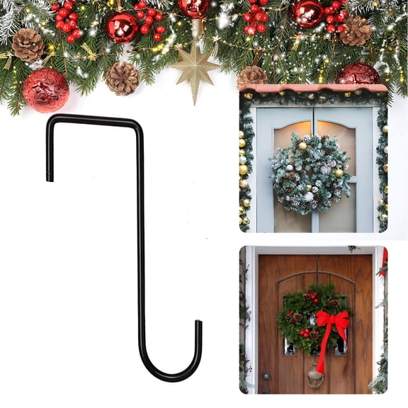 XIBUFE Wreath Hangers for Front Door,6.1" Wreath Door Hanger Wreath Hook Over The Door Hanger,Metal Door Wreath Garland Hanger Hook for Easter Christmas Front Door Decorations