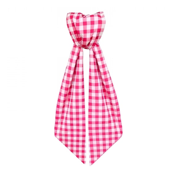 XIBUFE Wreath Sash for Front Door Decorations,Pink White Checkered Plaid Bow Ribbon Bundle for Summer Patriotic Nautical Wedding Farmhouse Home Decor Accessories (3.5" X 54.33")