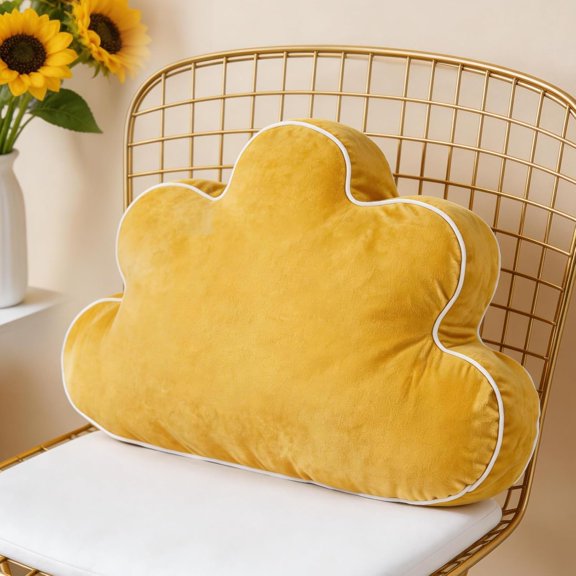 XIBUFE Yellow Cloud Shaped Pillow Cloud Pillow 22 Inch Soft Velvet Decorative Cushion Bed Couch Chair Nursery Living Room Bedroom Decor