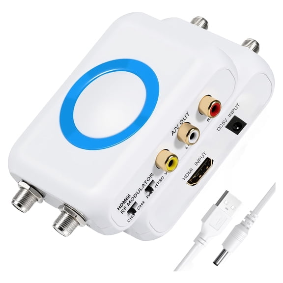 XIBUFE to Rf Modulator to Coax Adapter Pal/Ntsc, Ch3/Ch4 Switches Fits Fire Tv Vhs Xbox Gaming