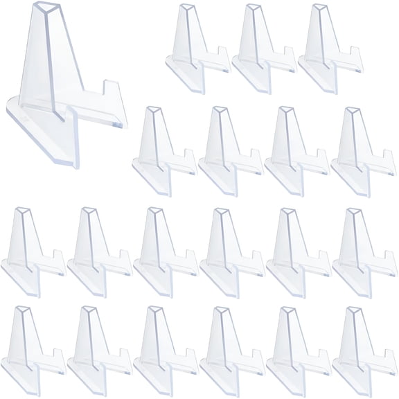 XIBUFE yuntop 20 Packs Acrylic Easel Stands Display Stand Mini Clear Holder for Displaying Small Artworks, Coins, Pocket Watches, Challenge Medals (2.12x 1.4 Inch)