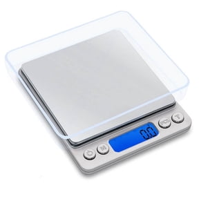 XIBUZZ digital kitchen food scale, tray, battery powered, automatic shut-off, digital display
