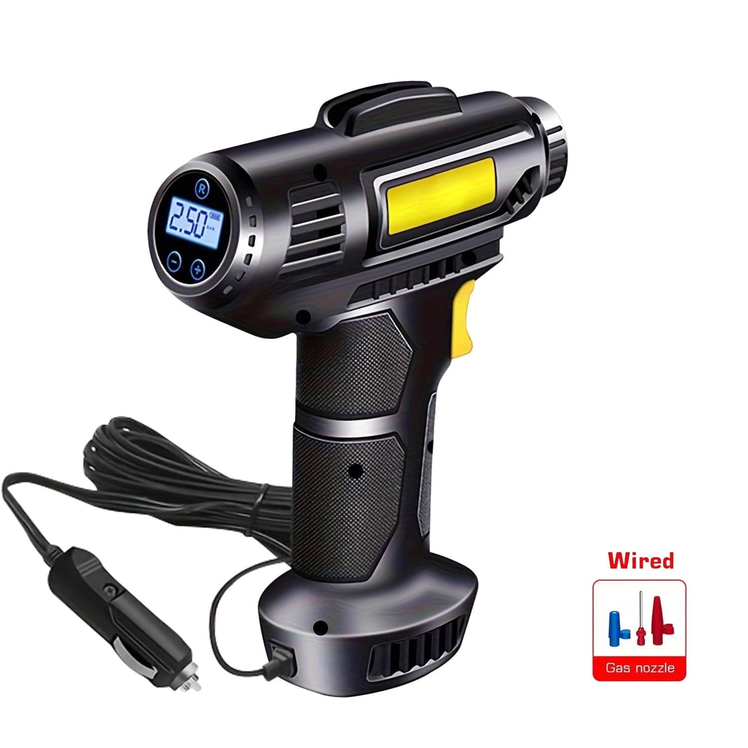 BAKIBO Tire Inflator, Cordless Car Tire Pump with Rechargeable Lithium Ion Battery, Car Power Adapter, Digital Pressure Gauge, Fast Inflation, Auto Tire Pump for Car Tires,Motorcycles