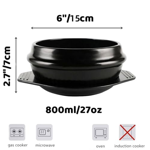 BALWOO Korean Ttukbaegi Clay Cooking Pot - Inlaid Mud Glaze, Natural Ceramic, Heat Resistant (Small/Medium/Large)