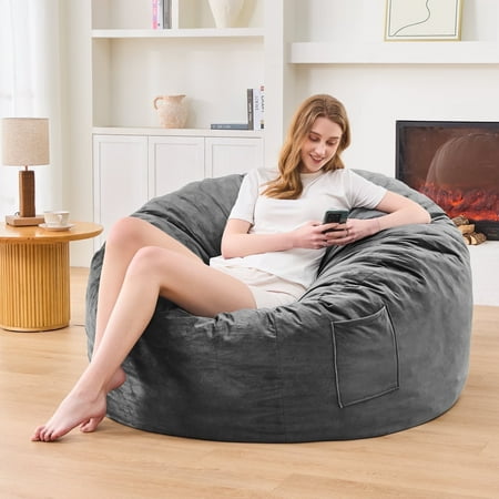 XIECUVA Bean Bag Chair Stuffed Memory Foam for Adults ，Medium Size Beanbag Sofa，3 ft