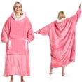 thumbnail image 1 of XIECUVA Wearable Blanket Hoodie, Flannel Sherpa Fleece, Warm and Cozy Giant Sweatshirt for Adult, Woman and Man, One Size Fits All (Pink), 1 of 7