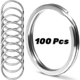 thumbnail image 1 of Gogcaro 100 Pcs 25mm Key Ring Keychain Metal Silver Round Split Key Chains Rings Connectors for Home Car Dog Tag Office Ornaments Keys Attachment, 1 of 7