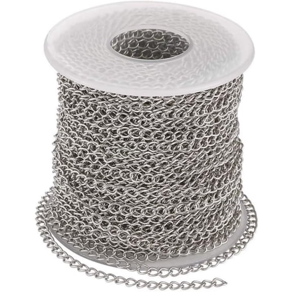 Gogcaro 30 Feet/ 9.1 Meters Stainless Steel Unwelded Cross Chains 4x3x0.8mm Oval Link Cable Necklace Chains for DIY Jewelry Making