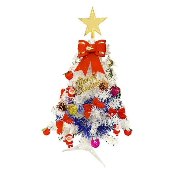 XIEULQP 12 Inch Artificial Christmas Tree, Pre-Lit Optical Fiber Xmas Trees with Multicolor LED Lights, Snowflakes & Top Star, Lighted Christmas Tree Holiday Home Decor
