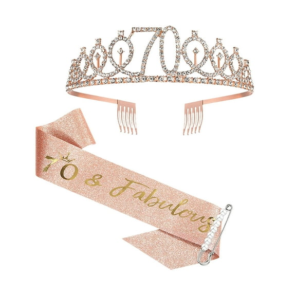 XIEULQP 13th Birthday Crown and Sash Pearl Pin Set for 13th Birthday Decorations for Girls, Teenager Sash 13 Birthday Party Favors