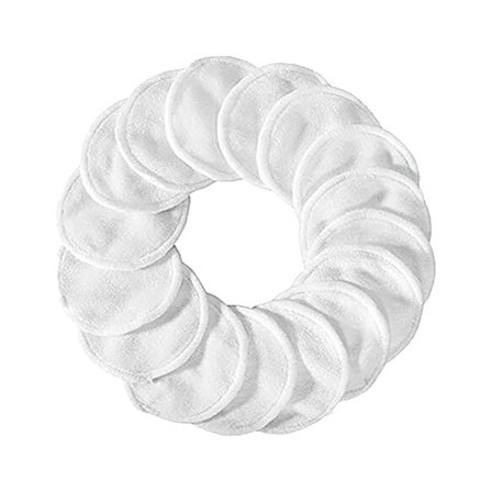 XIEULQP 16 Pieces Reusable Cotton Rounds White Makeup Remover Pads Layers Washable Organic Bamboo Cleansing Cloth Pads with Laundry Bag for Eye Makeup Remove Face Wipe