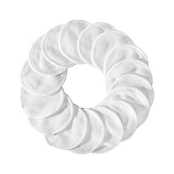 XIEULQP 16 Pieces Reusable Cotton Rounds White Makeup Remover Pads Layers Washable Organic Bamboo Cleansing Cloth Pads with Laundry Bag for Eye Makeup Remove Face Wipe