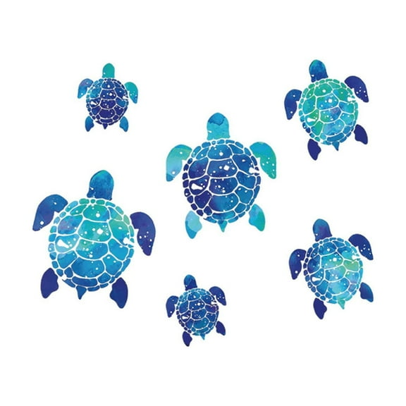 XIEULQP 6 Pcs Sea Turtle Wall Decals, Ocean Turtle Vinyl Stickers Underwater Bathroom Decal, Waterproof Wall Sticker Removable Turtles Decals for Bathroom Bedroom Toilet Nursery Room Decoration