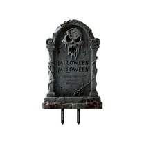 XIEULQP 9 Inch Halloween Graveyard Tombstones Plastic Board, Halloween Headstones Decorations for Yard Sign Lawn Garden Outdoor Decor