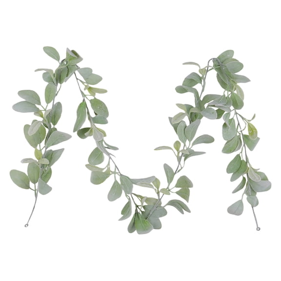 XIEULQP Artificial Lambs Ear Greenery Vine, 6 Ft Flocked Lambs Ear Garland Faux Greenery Leaves Vines for Wedding Home Party Farmhouse Mantle Table Decor