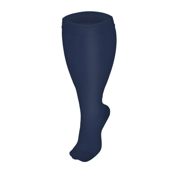 XIEULQP Compression Socks for Women Plus Size Solid Color All Season Versatile Comfortable Casual Sports Pressure Stockings, Crew Socks Navy XXXXL