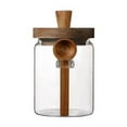 thumbnail image 1 of XIEULQP Glass Jars Containers with Wooden Handles Lids and Scoop Clear Canister Jars Set with Spoon for Kitchen Food Storage Coffee Tea Sugar Decorative Countertop Organization Jars, 1 of 2