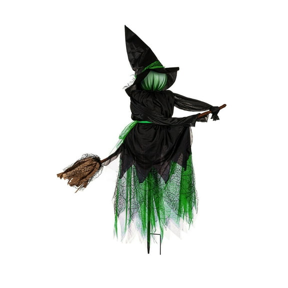 XIEULQP Halloween Witches Outdoor, Witches Holding Riding with Broom, Witch Decorations with Glowing Face for Yard Garden Outside Lawn Porch