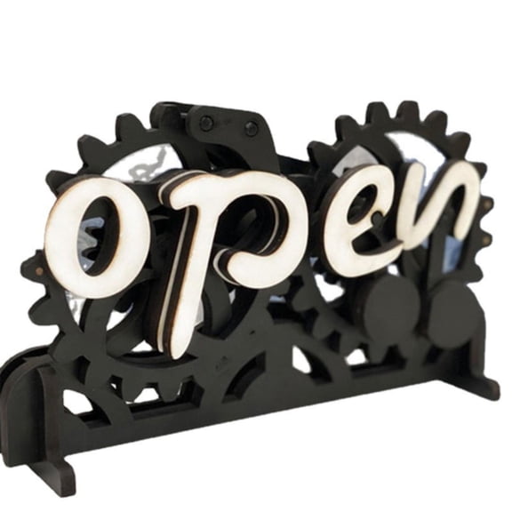 XIEULQP Open Signs for Business, Unique Mechanical Gear Open Closed Sign Manual Flip Style for Easy Switching, Displayed Open or Closed by One Side, Open Sign Use on Restaurant, Bar, Hotels, Cafes