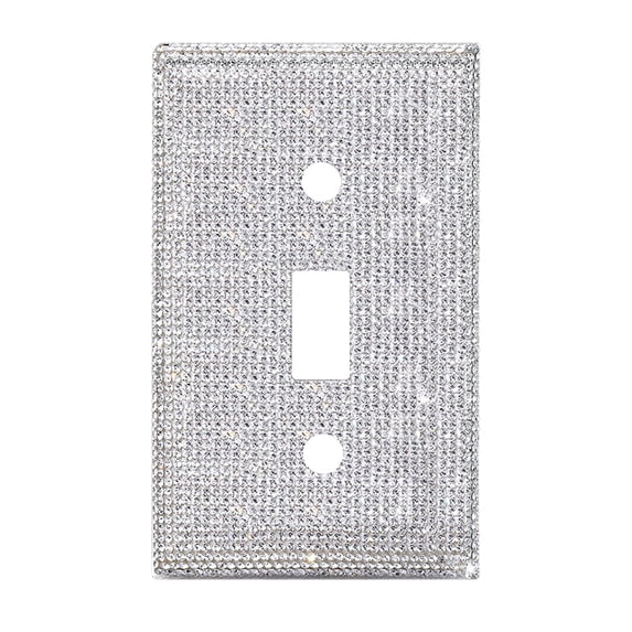 XIEULQP Shiny Silver Light Switch Cover, Bling Rhinestones Wall Plates Cover, Single Toggle Outlet Covers Sparkle Wall Plate Decorative Crystal Light Switch Decor Cover