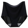 thumbnail image 1 of XIEULQP Women Panties Women's High Waist Nylon Silk Underwear Women's Seamless Cotton Crotch Belly Summer Ultra Thin Breathable Underwear Womens Panties Black 3XL, 1 of 5
