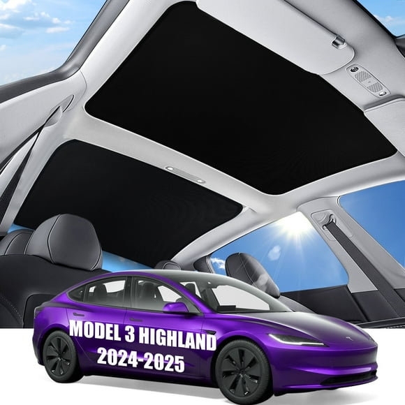 XIEWEI 2025 Tesla Model 3 Sunroof Sunshade Cover , Sag-Proof UV Reflective , Highland 2024/2025 Accessories ,Black