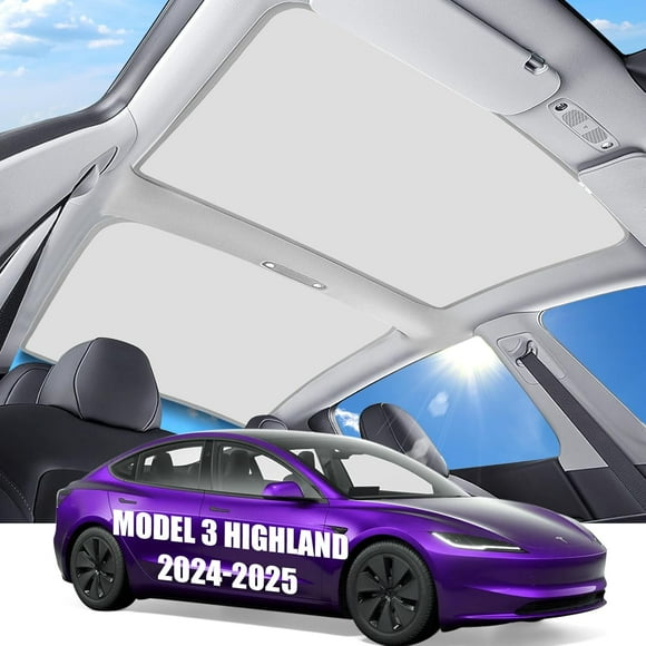 XIEWEI 2025 Tesla Model 3 Sunroof Sunshade Cover , Sag-Proof UV Reflective , Highland 2024/2025 Accessories ,White