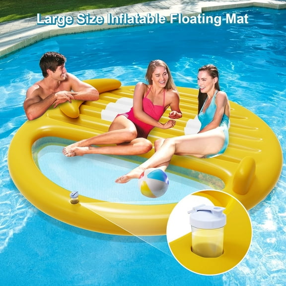 XIEWEI Inflatable Tanning Pool Lounger Float, 71" X 71" Extra Large Size Suntan Tub for Adult, Yellow