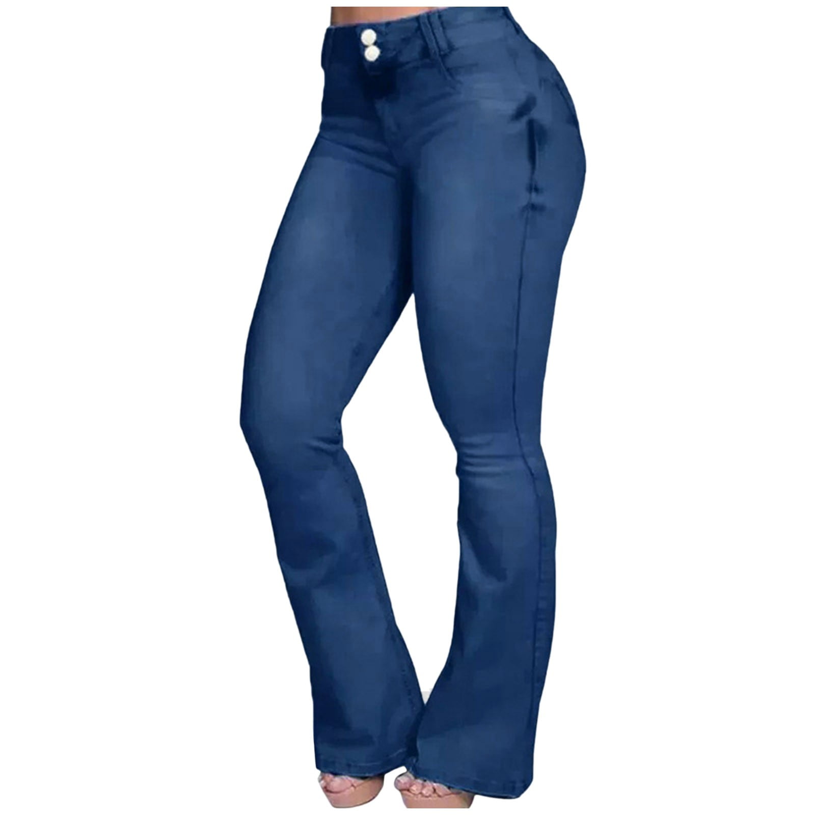 XIFHUI New Jeans Womens Jeans Casual High Waist Pants Trousers Pockets