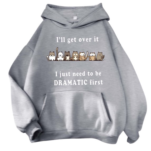 XIFHUI women's fashion hoodies & sweatshirts Ladies' Letter Bear Print Hooded Sweatshirt With Drawstring Pocket Gray,L