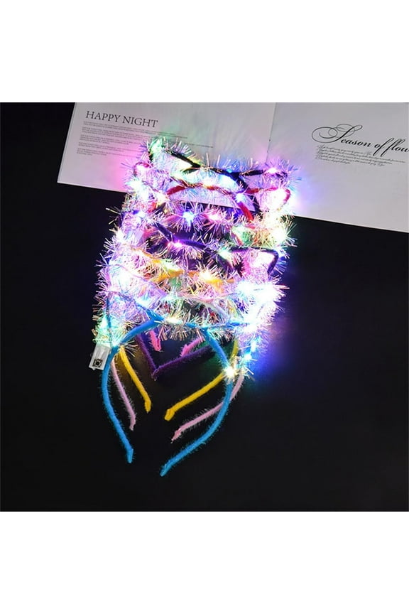 10 Pieces Cat Ears Headbands Set, LED Cute Cat Light Up Head Accessories, Glowing Girls Headdress Party Supplies For Night Clubs, Raves, Concert Party,Christmas,Halloween,Adults,Kids